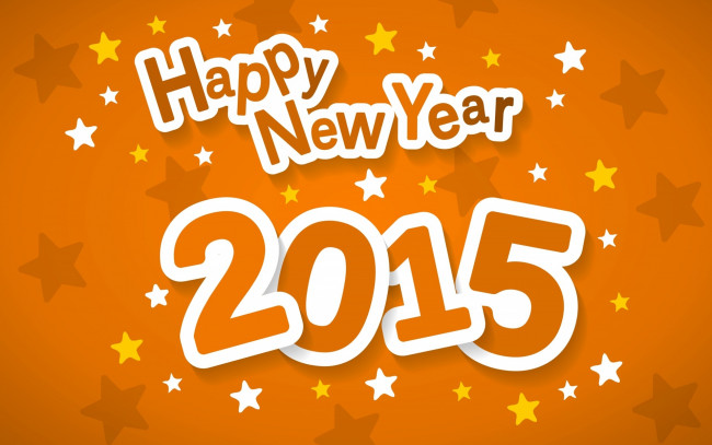 Обои картинки фото праздничные, векторная графика , новый год, звезды, поздравление, оранжевый, фон, буквы, цифры