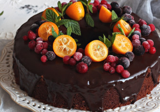 Картинка еда торты глазурь шоколадная кумкват ягоды