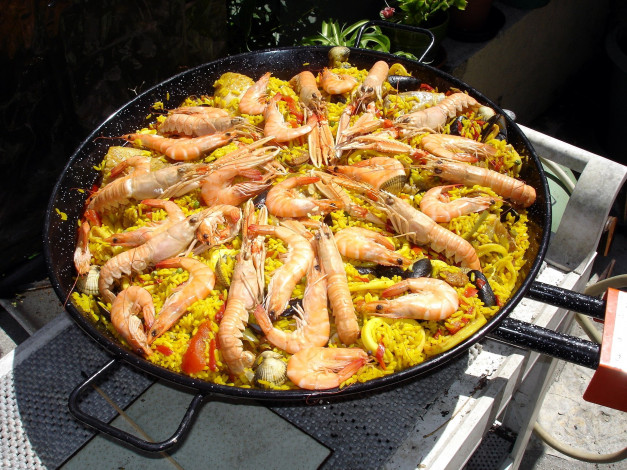 Обои картинки фото еда, рыбные блюда,  с морепродуктами, рис, мидии, креветки, паэлья, кухня, испанская
