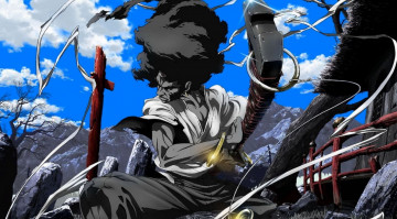 Картинка видео+игры afro+samurai самурай ограда оружие небо горы дом