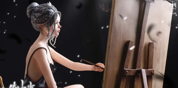Картинка фэнтези _ghost+blade+ +призрачный+клинок девушка эльфийка кисти мольберт