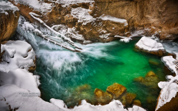 Картинка природа реки озера камни вода снег