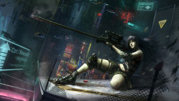 Картинка фэнтези девушки оружие винтовка снайпер