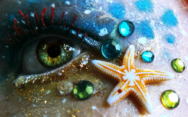 Обои картинки фото русалка, разное, глаза, глаз, океан, морская, звезда