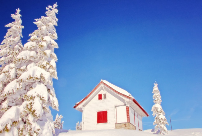 Обои картинки фото switzerland, разное, сооружения, постройки, швейцария, зима, снег, ели, домик