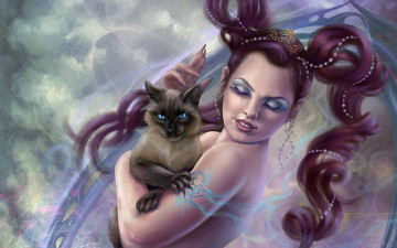 Картинка фэнтези девушки кошка