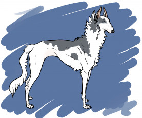 Картинка рисованное животные +собаки собака рога фон взгляд