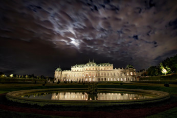обоя belvedere`s garden, города, вена , австрия, ночь, дворец