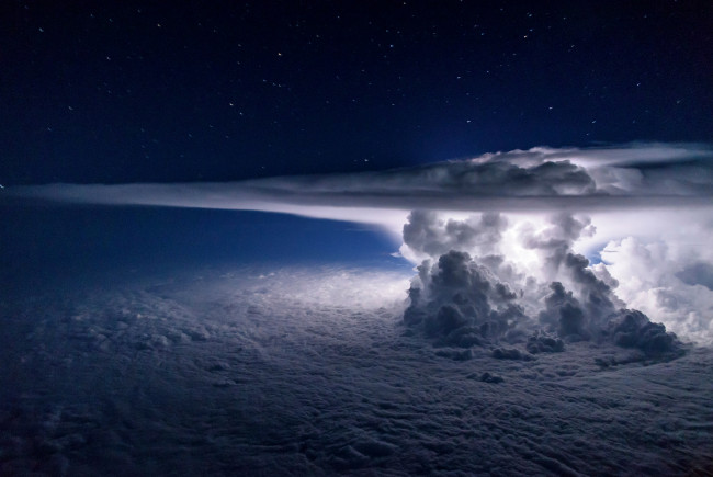 Обои картинки фото природа, облака, ночь, небо, тучи, вид
