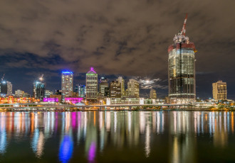Картинка города брисбен+ австралия огни ночь брисбен мегаполис небоскребы река