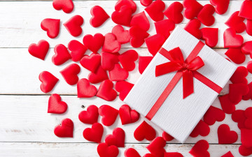 Картинка праздничные день+святого+валентина +сердечки +любовь подарок лента бант сердечки