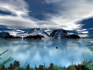Картинка 3д графика nature landscape природа озеро горы