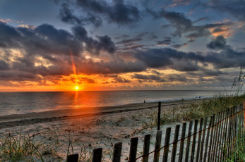 Картинка природа восходы закаты забор побережье восход пляж океан флорида florida jupiter
