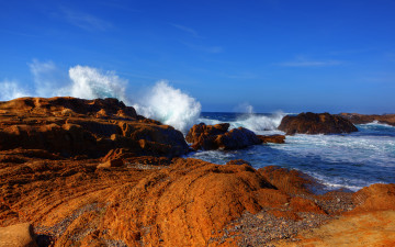 Картинка природа побережье скалы камни океан волны