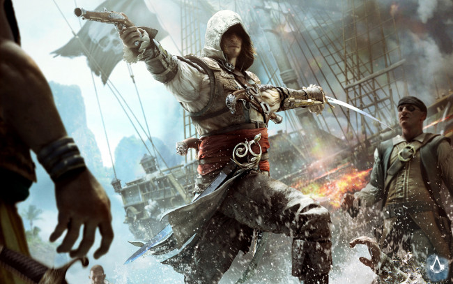 Обои картинки фото assassin`s, creed, iv, black, flag, видео, игры, пираты, edward, kenway