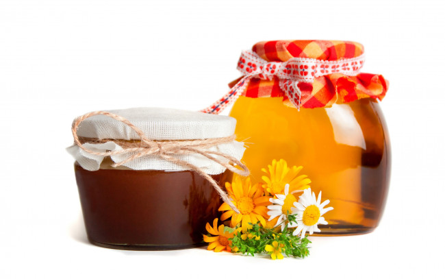 Обои картинки фото еда, мёд, варенье, повидло, джем, мед, банки, цветы