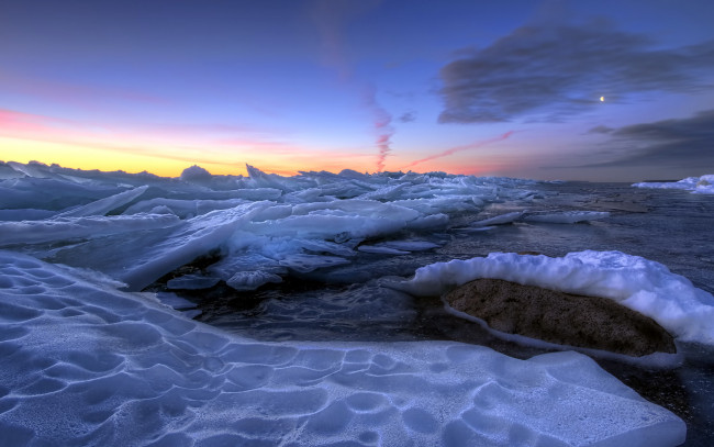Обои картинки фото природа, айсберги, ледники, торосы, закат, льды