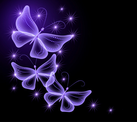 Обои картинки фото векторная графика, neon, butterflies, abstract, purple, sparkle, glow, бабочки, неоновые