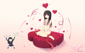 обоя аниме, день святого валентина, coffee-kizoku, shiramine, rika, сердечки, шатенка, девушка, фон, арт