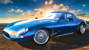 Картинка автомобили рисованные jaguar 1963г