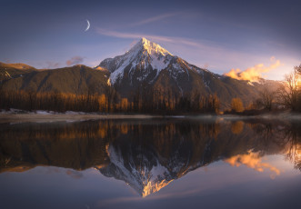 Картинка природа реки озера облако гора свет отражение озеро луна горы