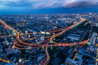 Картинка bangkok`s+express+way города бангкок+ таиланд огни ночь