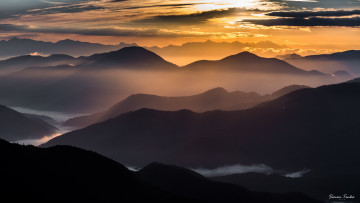 Картинка природа восходы закаты горы туман утро рассвет