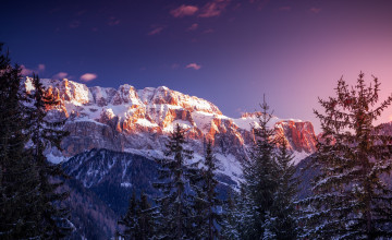 Картинка природа горы снег лес италия зима деревья доломитовые альпы