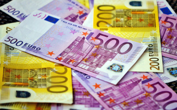 Картинка разное золото +купюры +монеты евро валюта банкноты