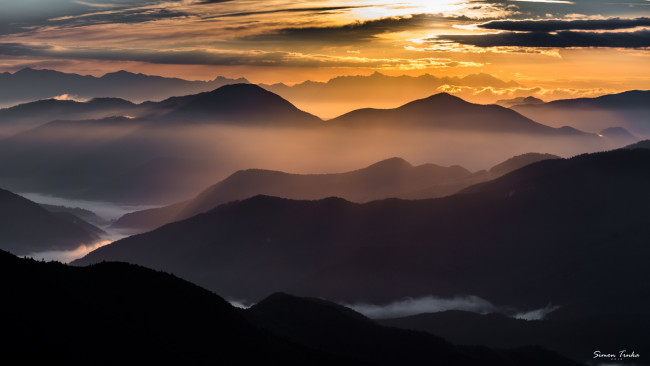 Обои картинки фото природа, восходы, закаты, горы, туман, утро, рассвет