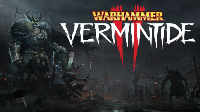 Обои картинки фото warhammer,  vermintide 2, видео игры, фон, логотип