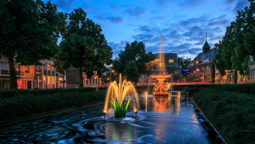 обоя города, - фонтаны, фонтан, арнем, нидерланды
