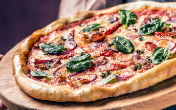 Картинка еда пицца базилик