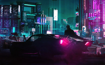 Картинка рисованное кино +мультфильмы бэтмен машина город