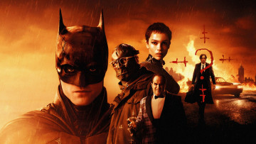 обоя the batman || 2022, кино фильмы, the batman, бэтмен, bruce, wayne, colin, farrell, dc, comics, oswald, cobblepot, paul, dano, постер, боевик, драма, криминал, детектив