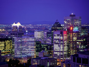 Картинка city lights of montreal quebec города огни ночного