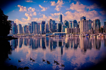 Картинка vancouver canada города ванкувер канада море сумерки дома