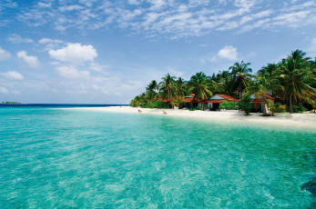 Картинка пейзаж природа тропики мальдивы остров море пальмы пляж