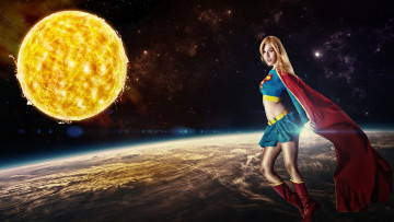 Картинка разное компьютерный дизайн космос солнце supergirl плащ костюм