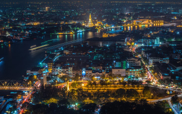 Картинка города бангкок таиланд ночь огни