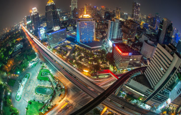 обоя города, бангкок, таиланд, панорама, вид, сверху