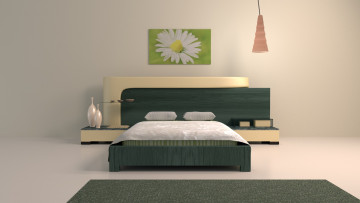 Картинка 3д+графика realism+ реализм зеркало спальня кровать