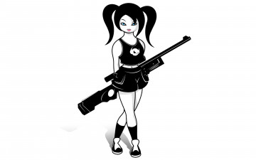 Картинка рисованные минимализм девушка оружие