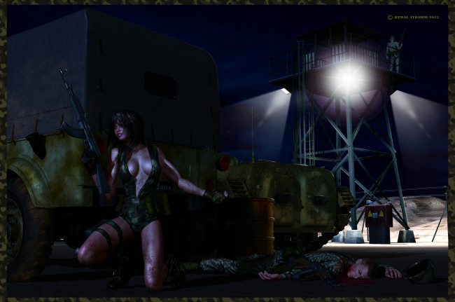 Обои картинки фото 3д графика, fantasy , фантазия, оружие, девушка