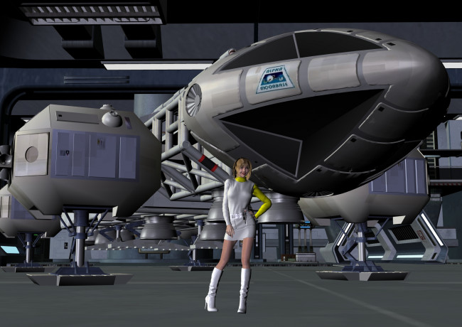Обои картинки фото 3д графика, fantasy , фантазия, девушка, космический, корабль