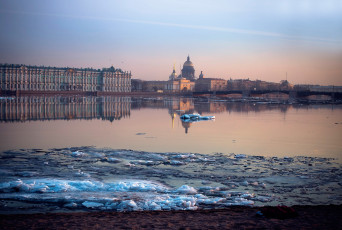 Картинка города санкт-петербург +петергоф+ россия весна лед нива эрмитаж вид
