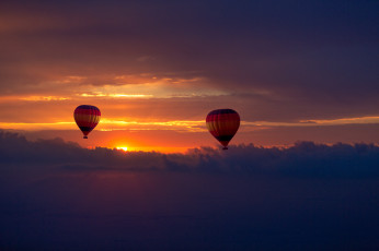 Картинка авиация воздушные+шары шары спорт закат небо