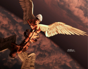 Картинка 3д+графика ангел+ angel девушка взгляд фон отражение ангел