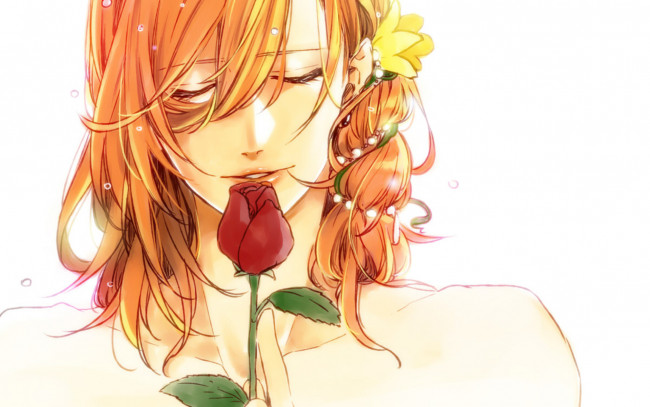Обои картинки фото аниме, uta no prince-sama, роза, парень