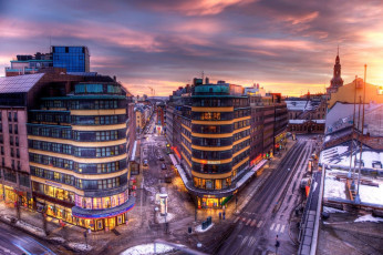 Картинка города осло+ норвегия вечер улицы дома